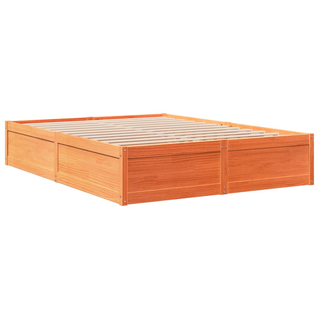 vidaXL Bed Frame without Mattress Wax Brown 160x200 cm Solid Wood Pine