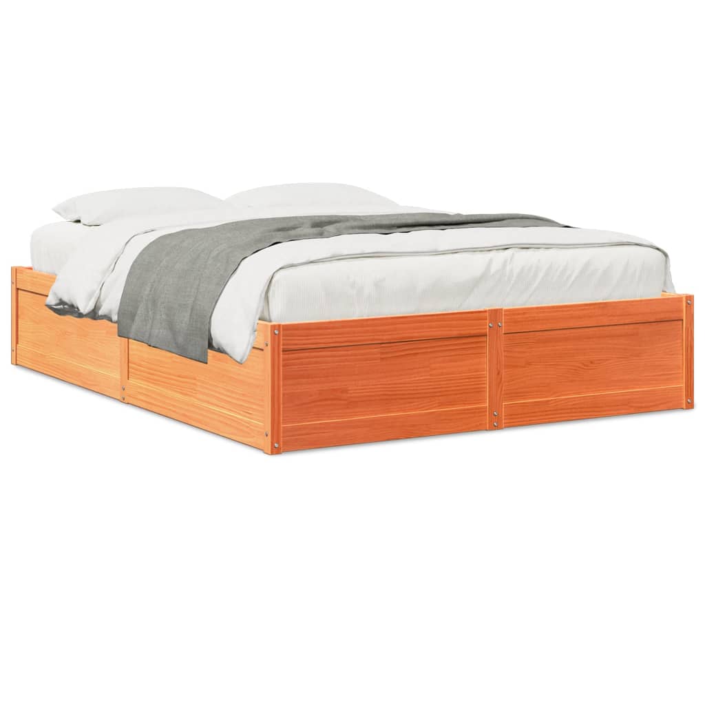 vidaXL Bed Frame without Mattress Wax Brown 160x200 cm Solid Wood Pine