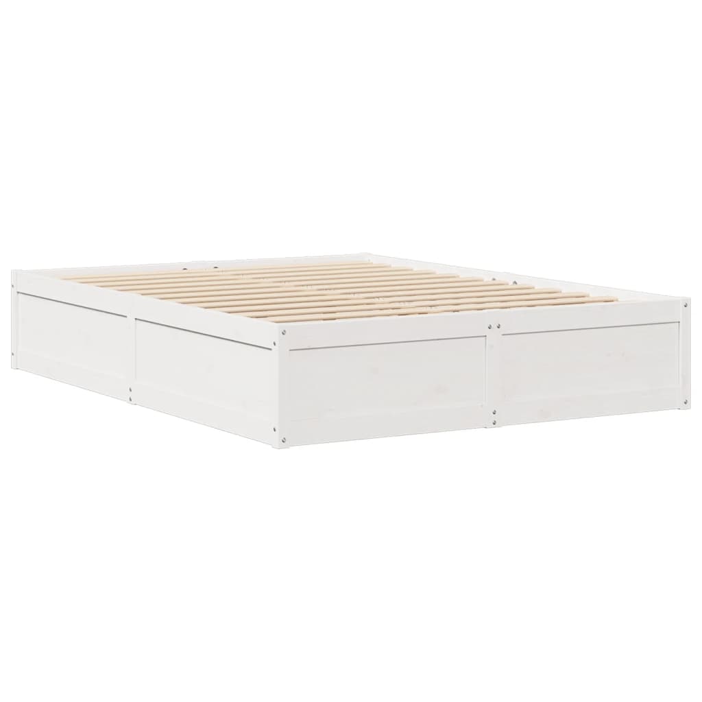 vidaXL Bed Frame without Mattress White 150x200 cm King Size Solid Wood Pine