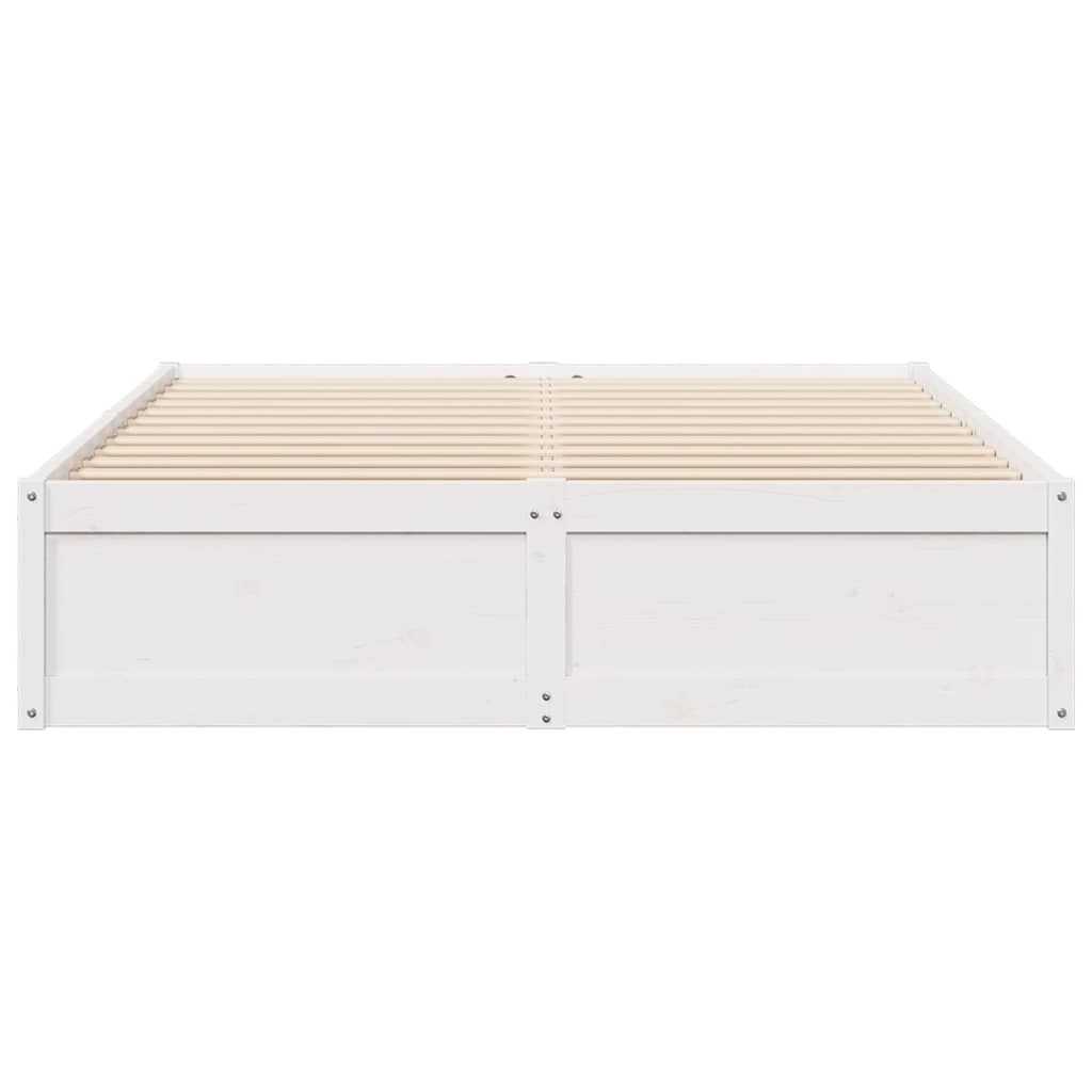 vidaXL Bed Frame without Mattress White 150x200 cm King Size Solid Wood Pine