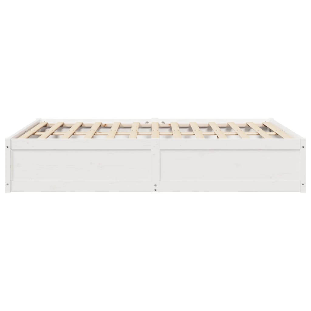 vidaXL Bed Frame without Mattress White 150x200 cm King Size Solid Wood Pine