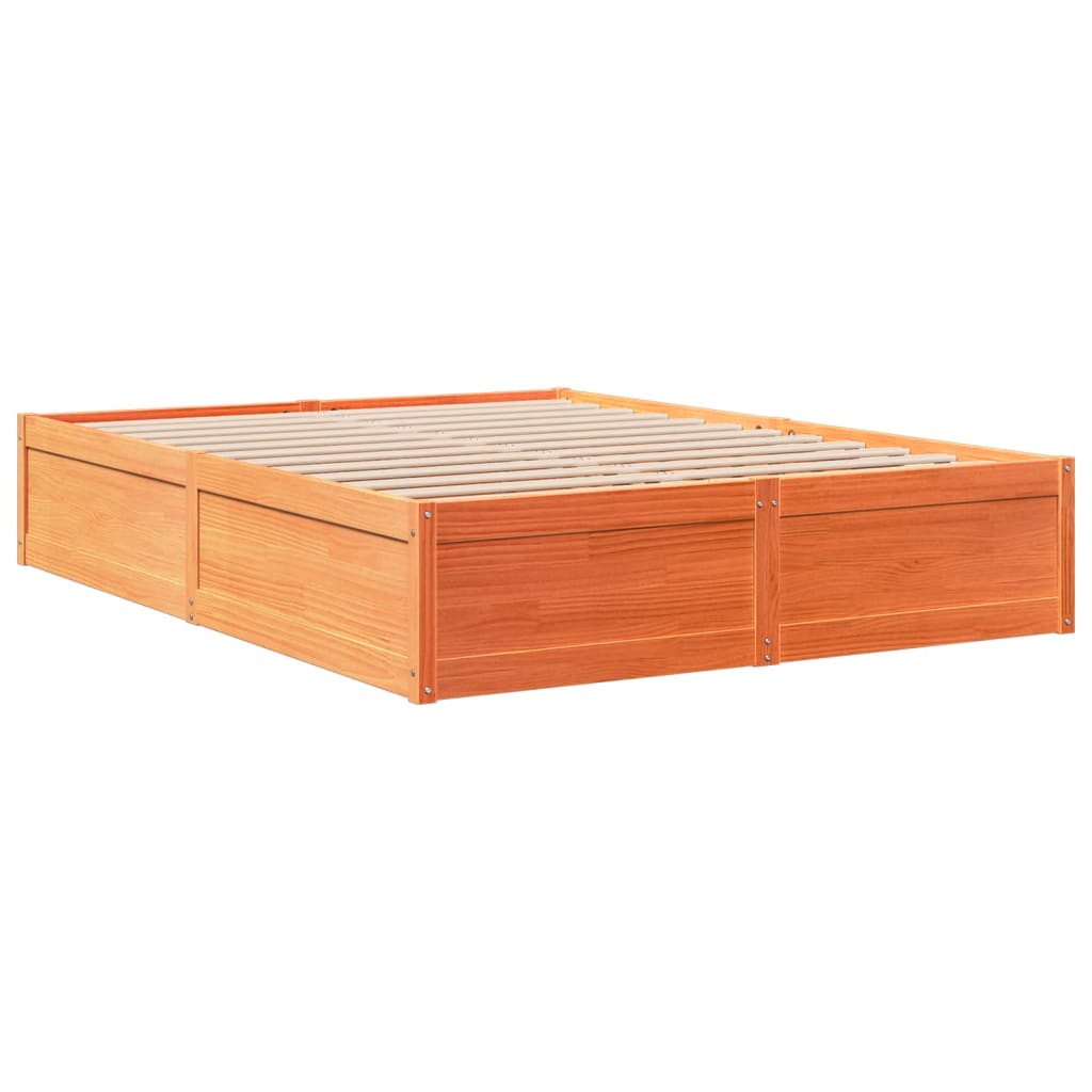 vidaXL Bed Frame without Mattress Wax Brown 140x200 cm Solid Wood Pine