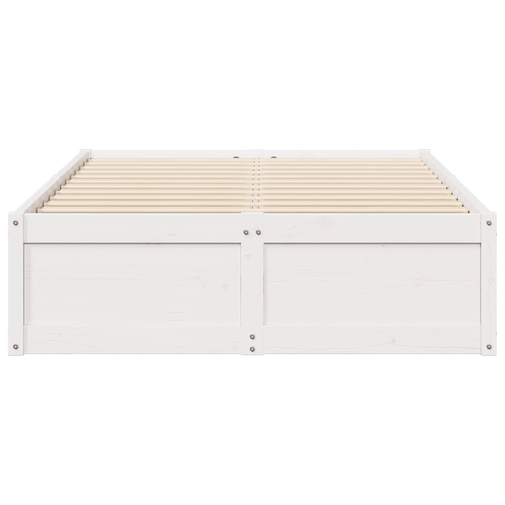 vidaXL Bed Frame without Mattress White 135x190 cm Double Solid Wood Pine