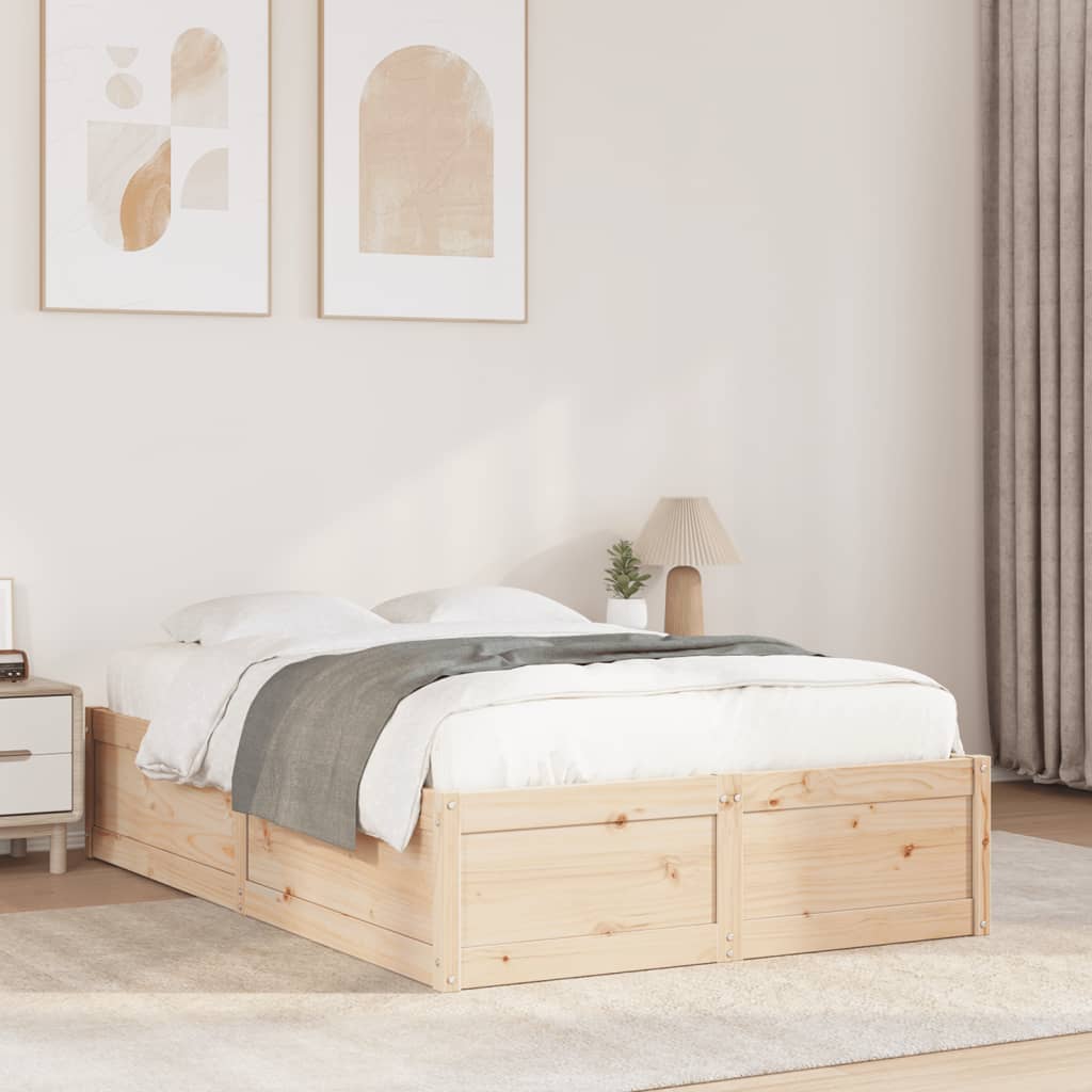 vidaXL Bed Frame without Mattress 120x190 cm Small Double Solid Wood Pine