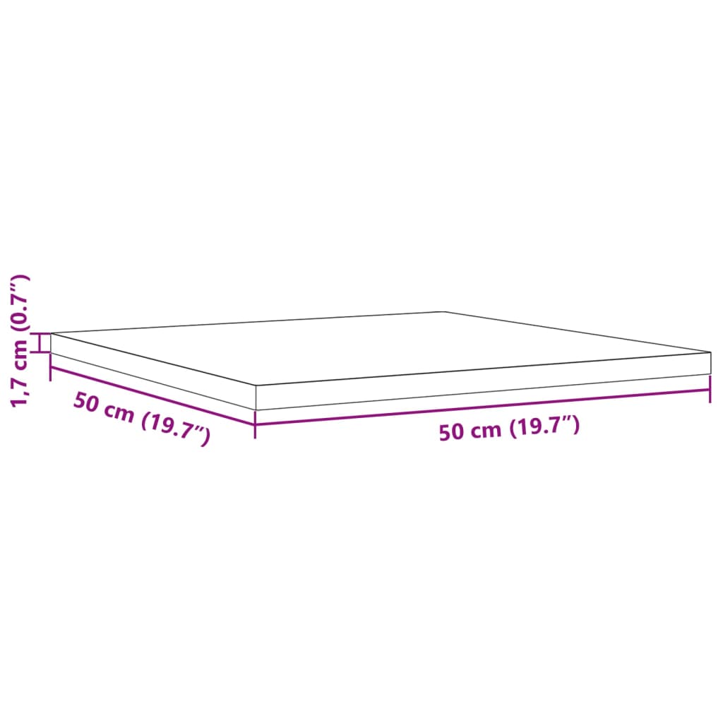 vidaXL Table Top 50x50x1.7 cm Square Solid Wood Pine