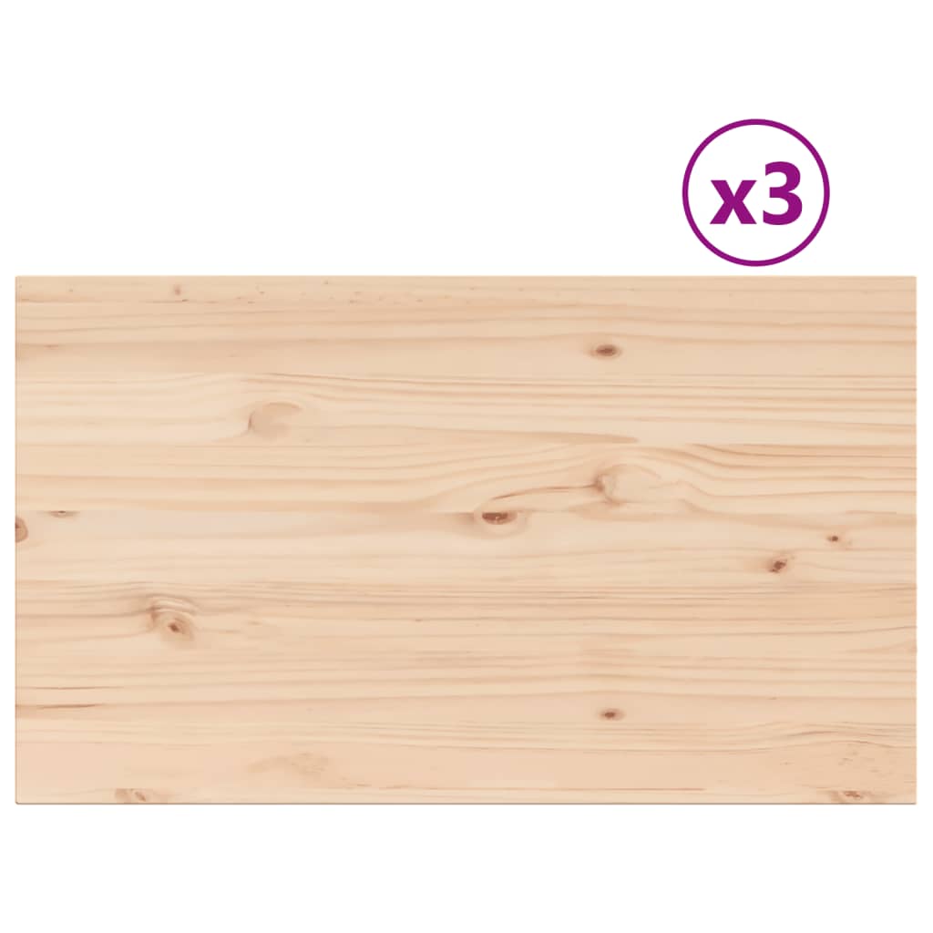 vidaXL Table Tops 3 pcs 80x47x1.7 cm Rectangular Solid Wood Pine