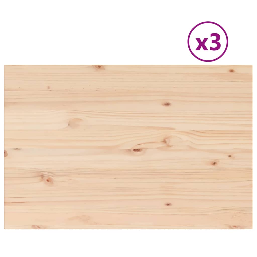 vidaXL Table Tops 3 pcs 80x53x1.7 cm Rectangular Solid Wood Pine