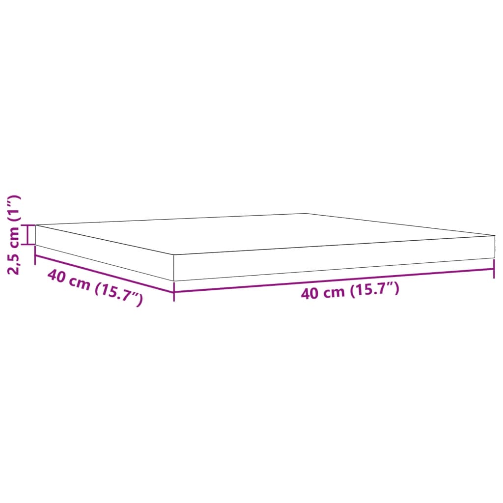 vidaXL Table Top 40x40x2.5 cm Square Solid Wood Pine