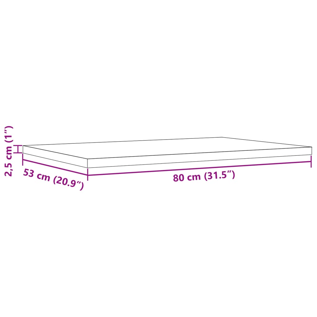 vidaXL Table Tops 3 pcs 80x53x2.5 cm Rectangular Solid Wood Pine