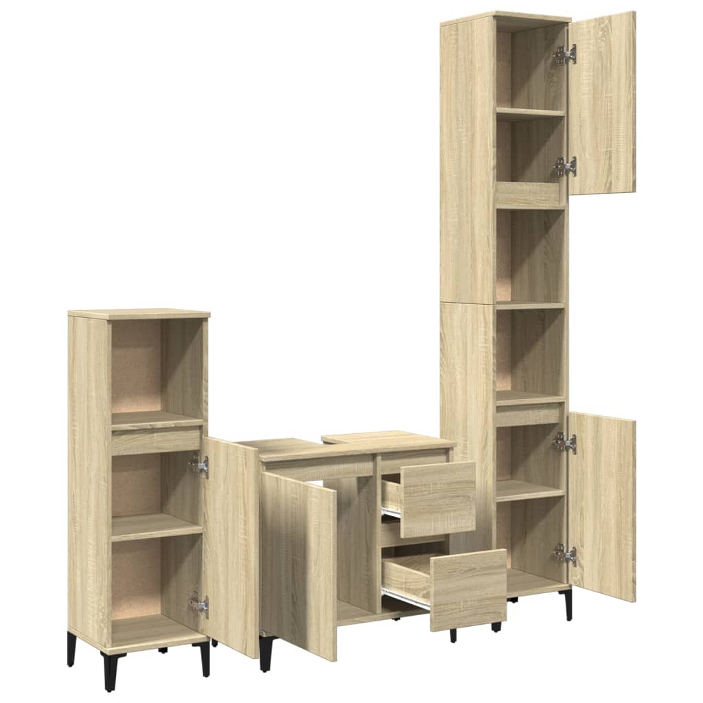 vidaXL 3 Piece Bathroom Furniture Set Sonoma Oak Engineered Wood