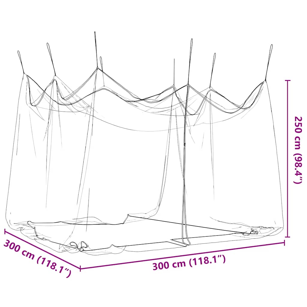 Mosquito Net for Outdoor 220 Mesh Black 300x300x250 cm