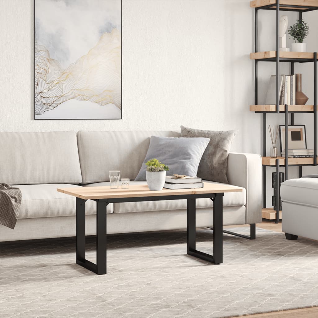 Coffee Table O-Frame 90x40x45 cm Solid Wood Pine and Steel