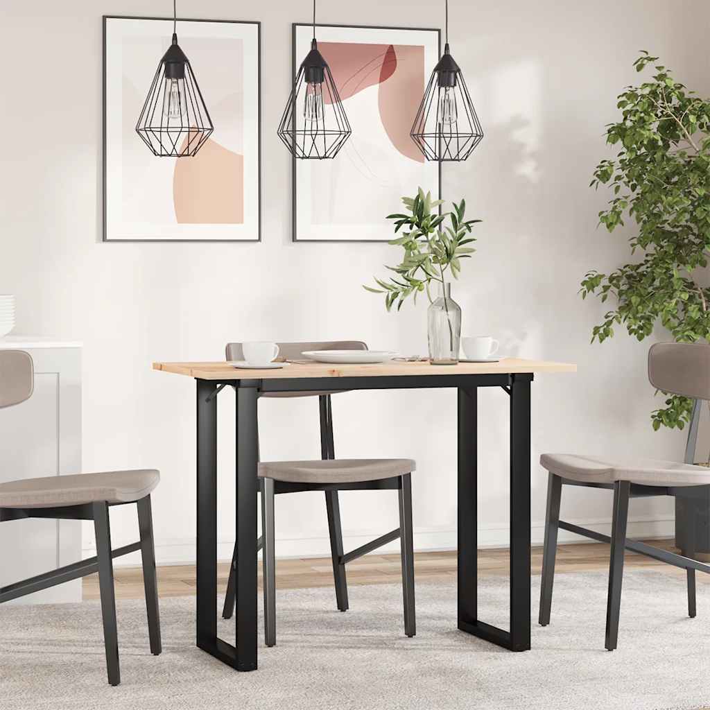 Dining Table O-Frame 100x50x75 cm Solid Wood Pine and Steel