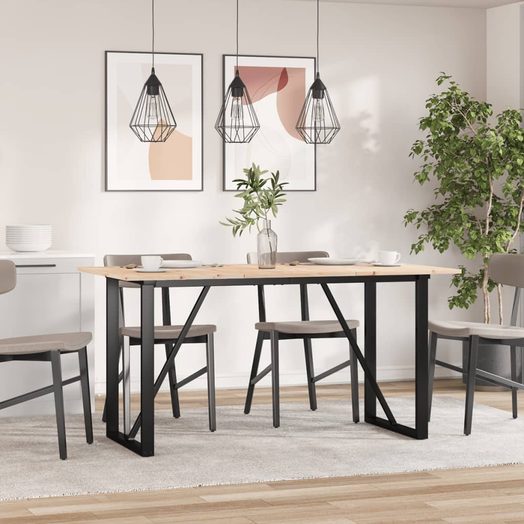 Dining Table O-Frame 140x80x75 cm Solid Wood Pine and Steel