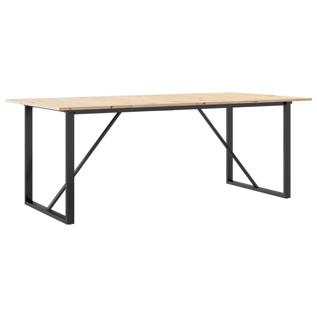 Dining Table O-Frame 200x100x75 cm Solid Wood Pine and Steel