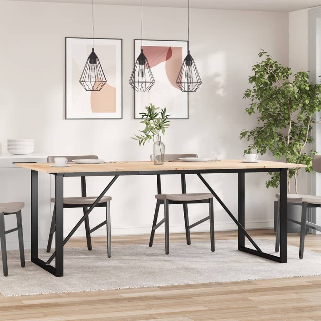 Dining Table O-Frame 200x100x75 cm Solid Wood Pine and Steel