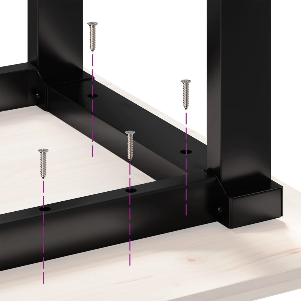 Dining Table O-Frame 200x100x75 cm Solid Wood Pine and Steel