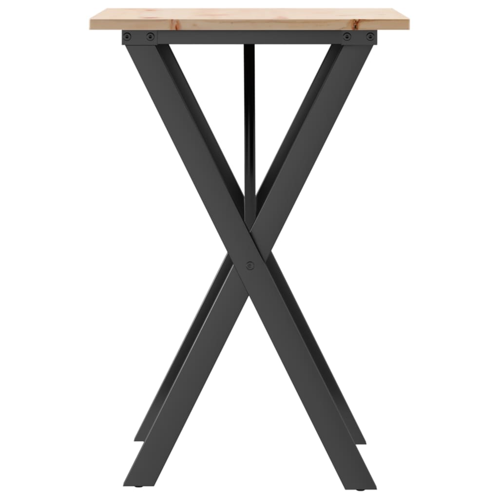 vidaXL Dining Table X-Frame 50x50x75 cm Solid Wood Pine and Steel