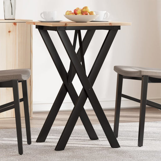 vidaXL Dining Table X-Frame 50x50x75 cm Solid Wood Pine and Steel