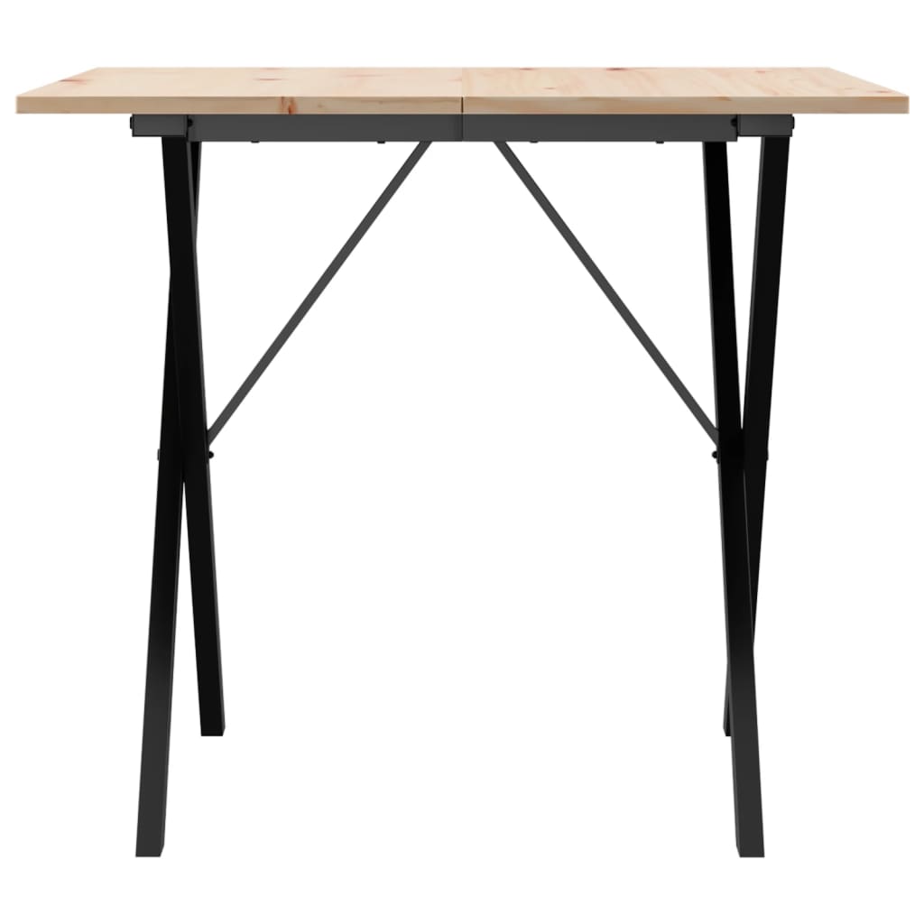 vidaXL Dining Table X-Frame 80x80x75 cm Solid Wood Pine and Steel