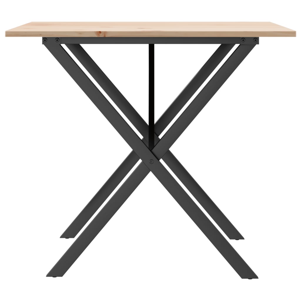 vidaXL Dining Table X-Frame 80x80x75 cm Solid Wood Pine and Steel