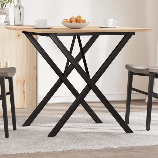 vidaXL Dining Table X-Frame 80x80x75 cm Solid Wood Pine and Steel