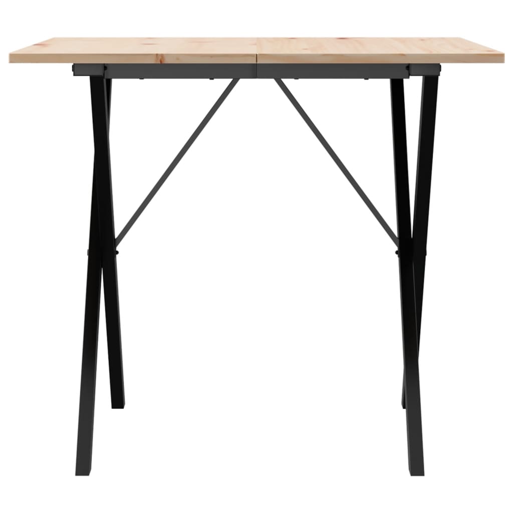 vidaXL Dining Table X-Frame 90x90x75 cm Solid Wood Pine and Steel