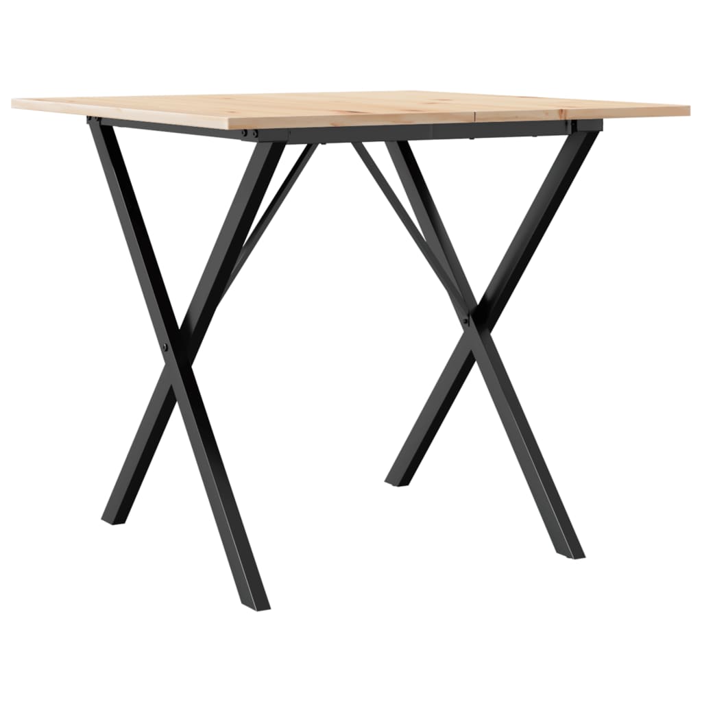 vidaXL Dining Table X-Frame 90x90x75 cm Solid Wood Pine and Steel