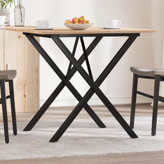 vidaXL Dining Table X-Frame 90x90x75 cm Solid Wood Pine and Steel