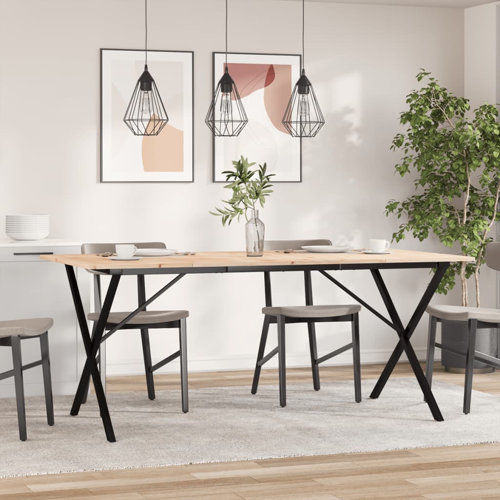 vidaXL Dining Table X-Frame 180x90x75 cm Solid Wood Pine and Steel