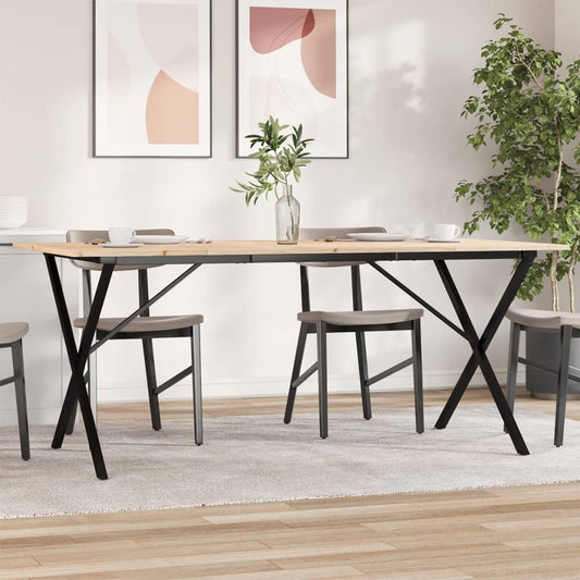 vidaXL Dining Table X-Frame 180x90x75 cm Solid Wood Pine and Steel