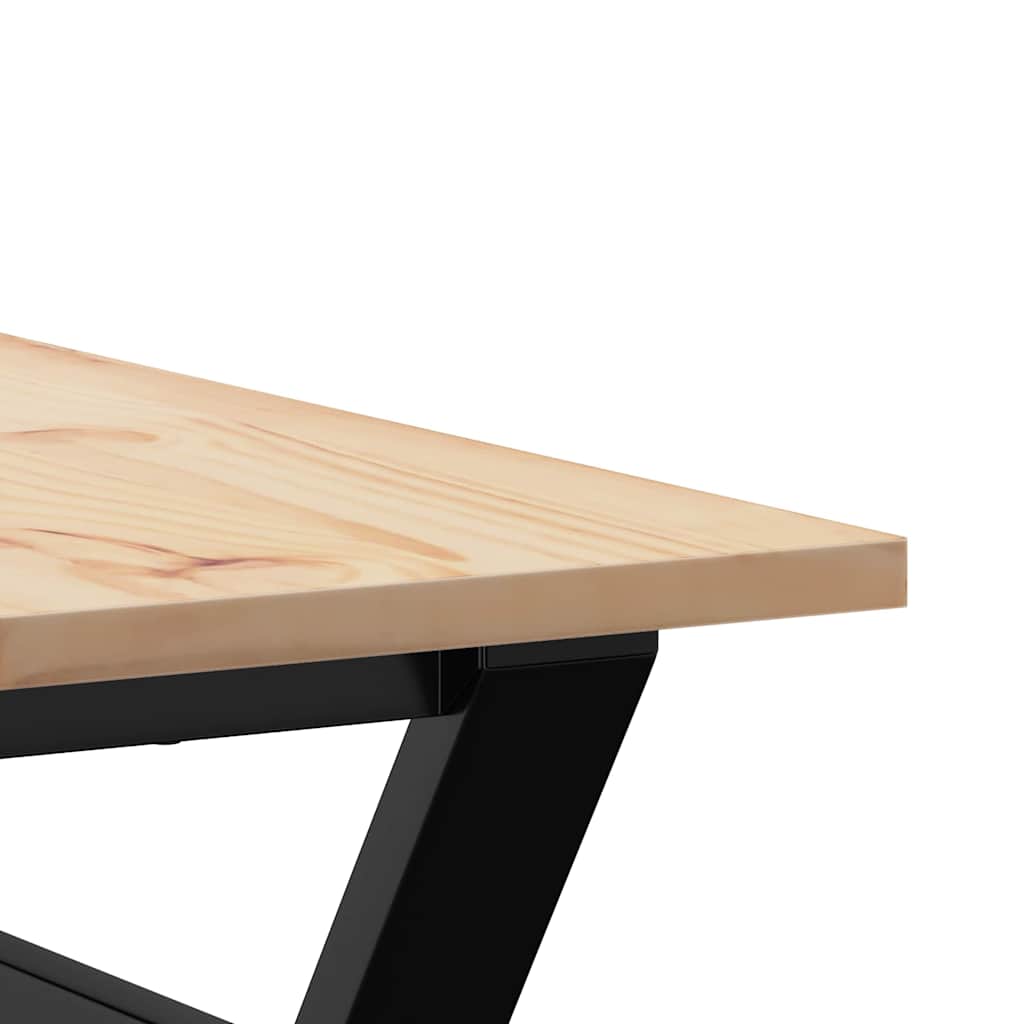 Coffee Table Y-Frame 90x90x45 cm Solid Wood Pine and Steel