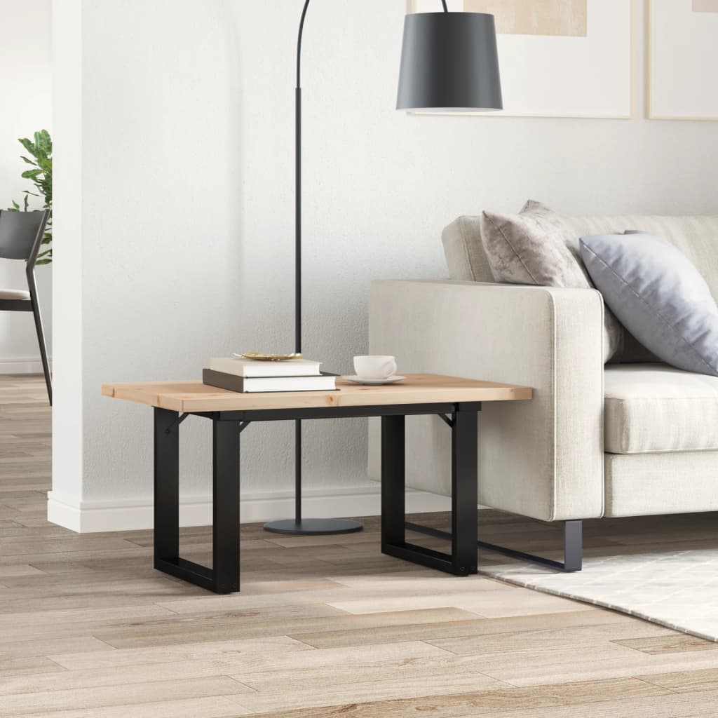 Coffee Table O-Frame 80x50x40.5 cm Solid Wood Pine and Steel