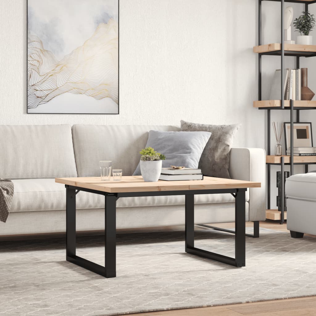 Coffee Table O-Frame 80x80x45.5 cm Solid Wood Pine and Steel