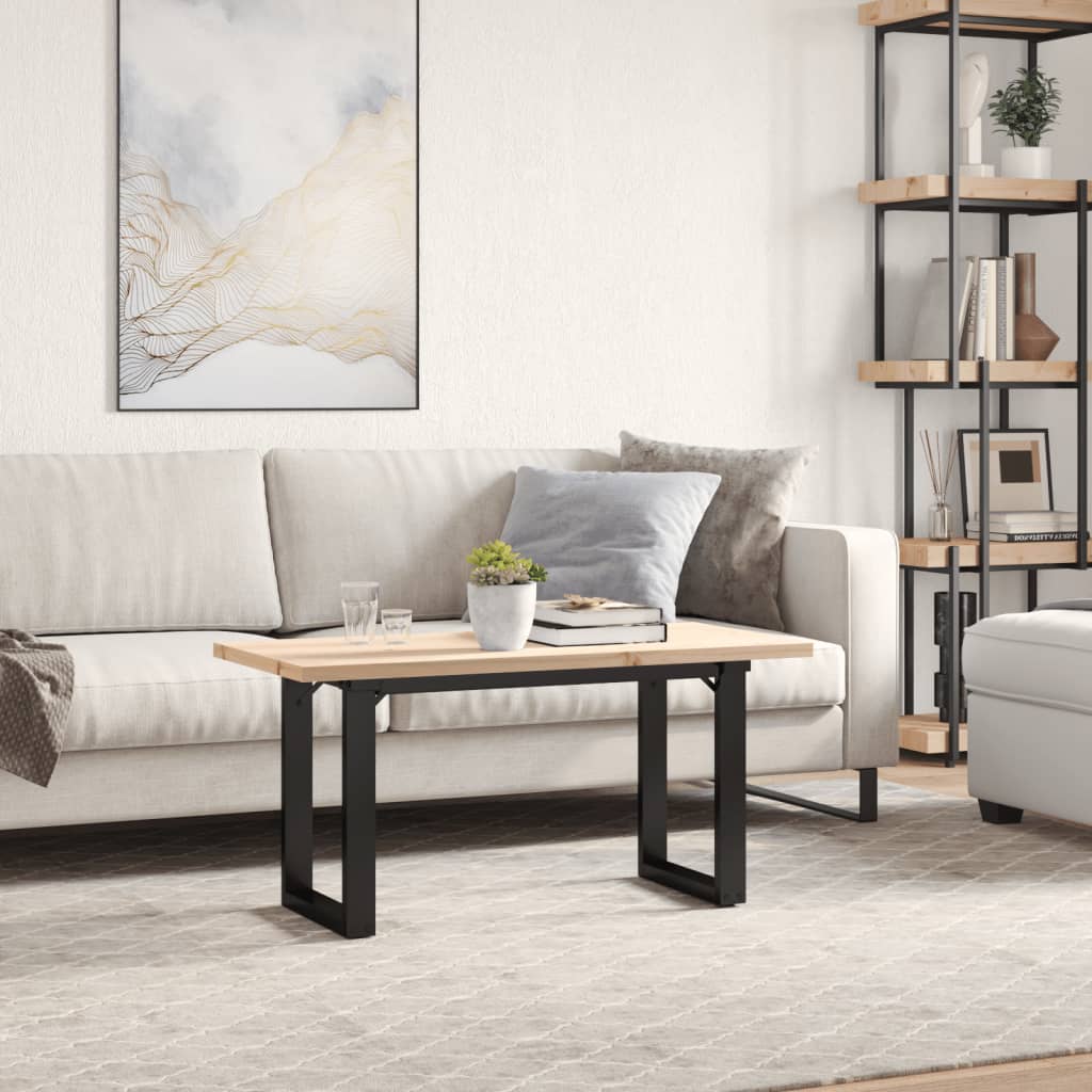 Coffee Table O-Frame 100x50x45.5 cm Solid Wood Pine and Steel