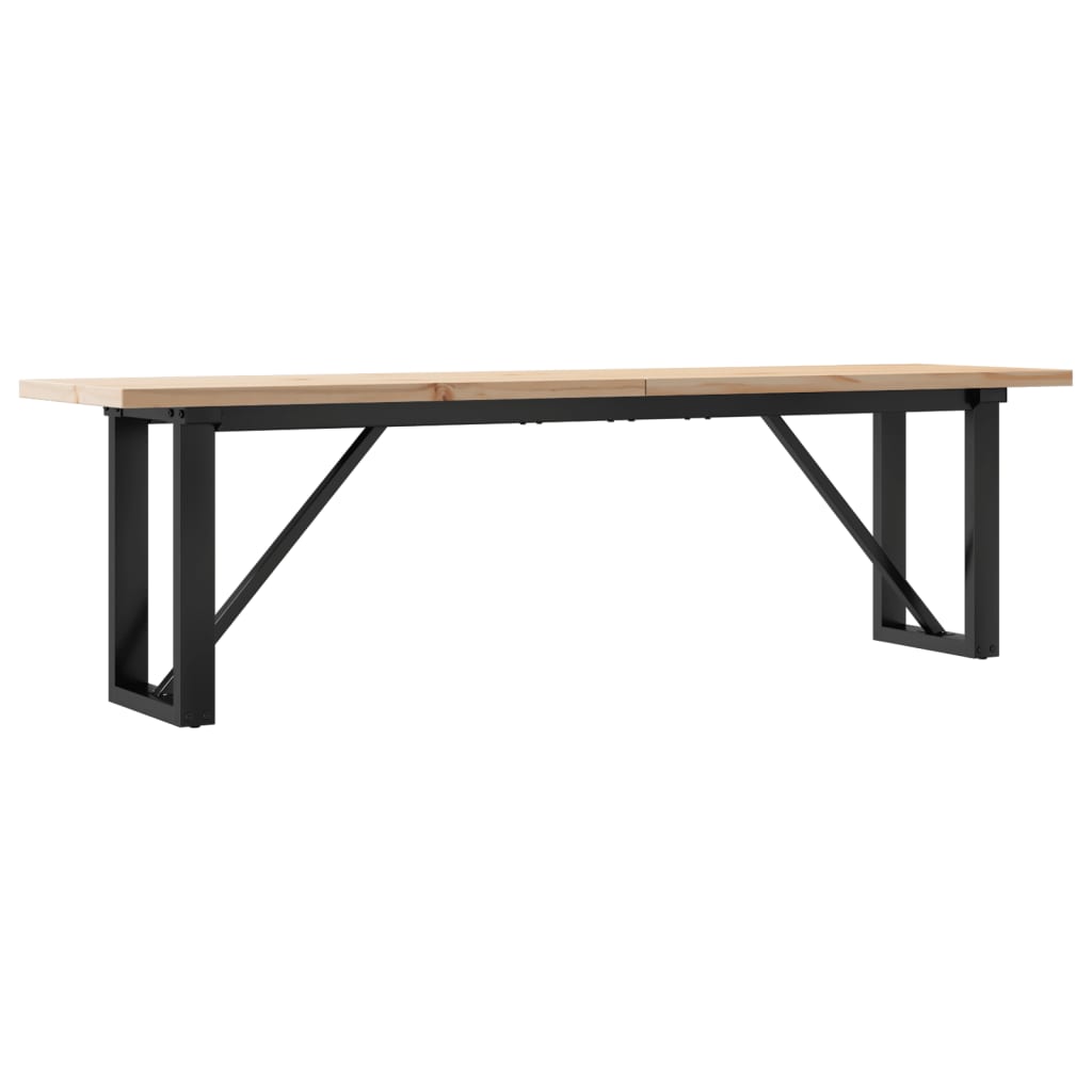 vidaXL Coffee Table O-Frame 160x40x45.5 cm Solid Wood Pine and Steel