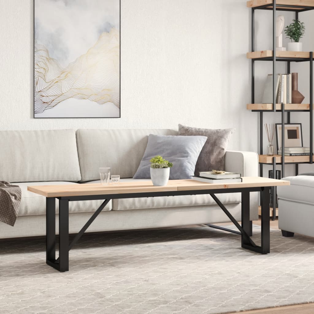 vidaXL Coffee Table O-Frame 160x40x45.5 cm Solid Wood Pine and Steel