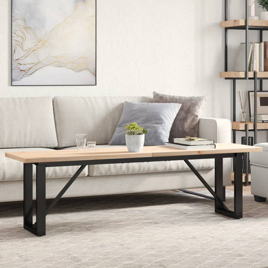 vidaXL Coffee Table O-Frame 160x40x45.5 cm Solid Wood Pine and Steel