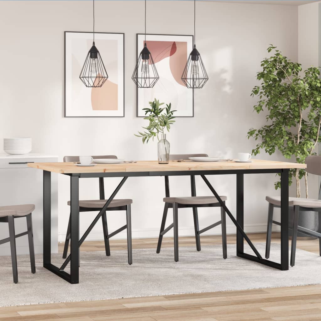 Dining Table O-Frame 180x90x75.5 cm Solid Wood Pine and Steel