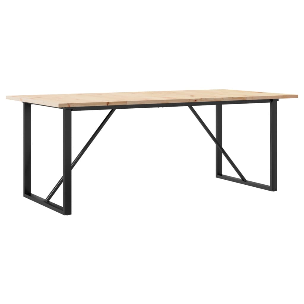 Dining Table O-Frame 200x100x75.5 cm Solid Wood Pine and Steel