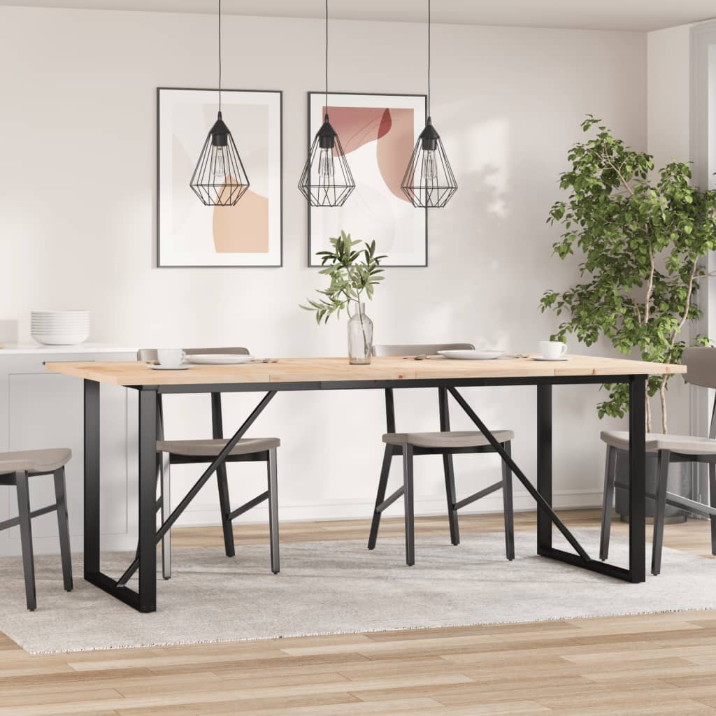Dining Table O-Frame 200x100x75.5 cm Solid Wood Pine and Steel