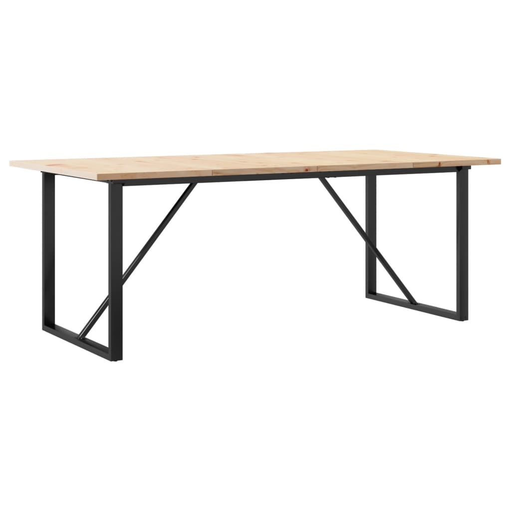 Dining Table O-Frame 200x100x75.5 cm Solid Wood Pine and Steel