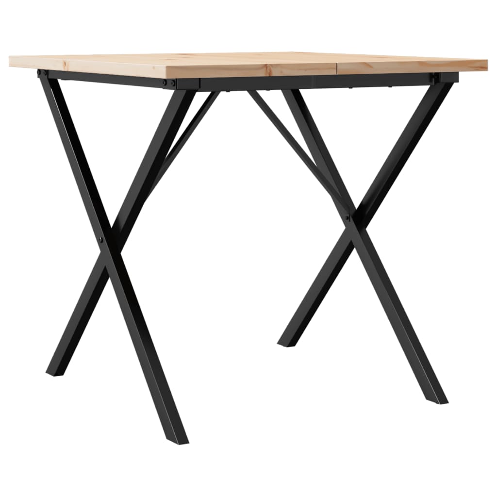 vidaXL Dining Table X-Frame 80x80x75.5 cm Solid Wood Pine and Steel