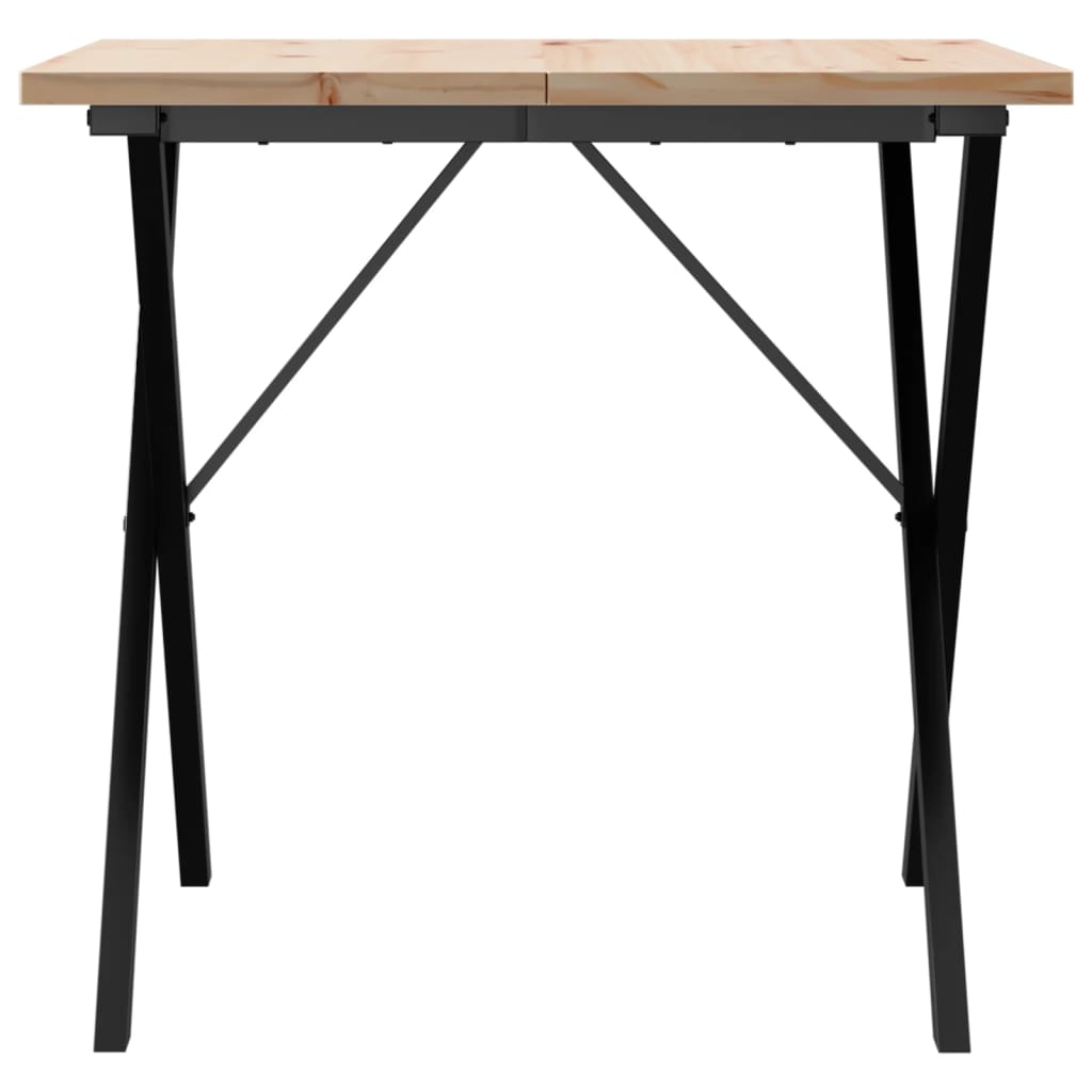 vidaXL Dining Table X-Frame 80x80x75.5 cm Solid Wood Pine and Steel