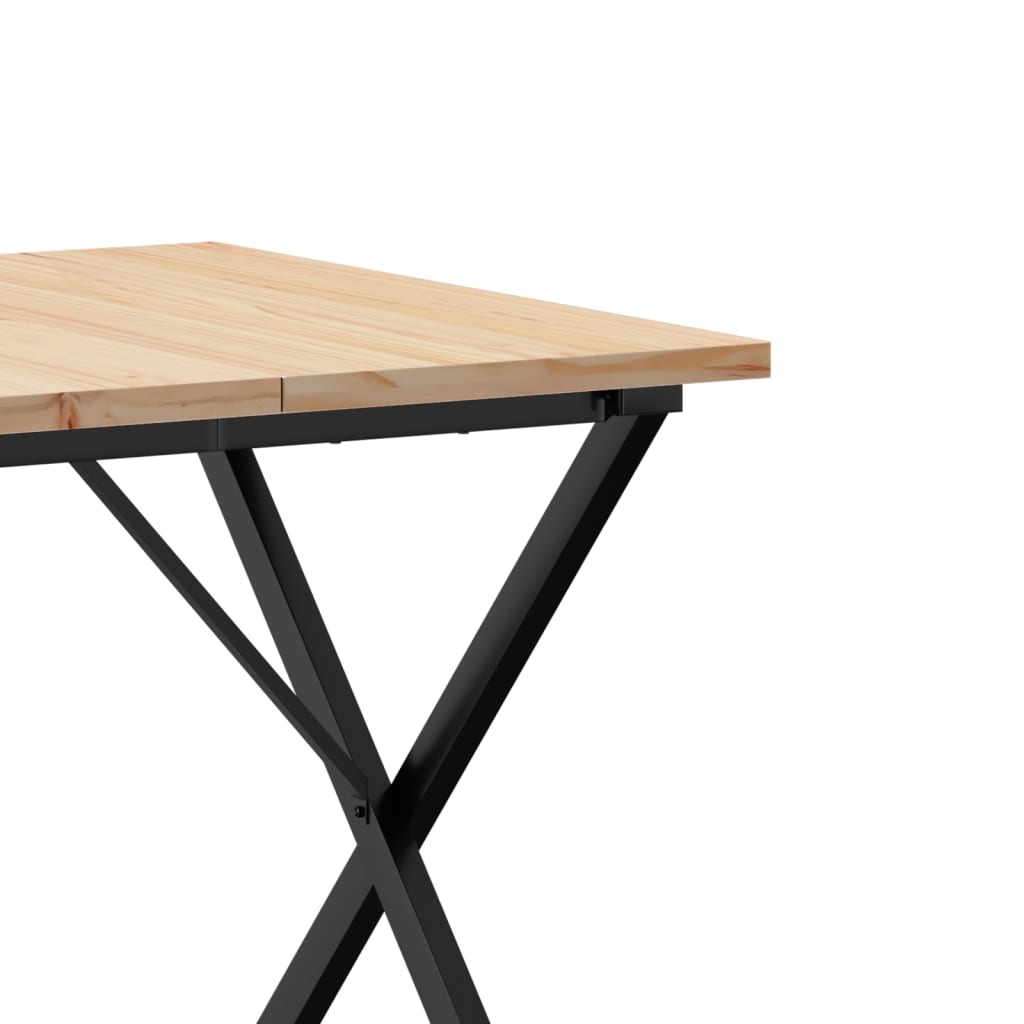 vidaXL Dining Table X-Frame 80x80x75.5 cm Solid Wood Pine and Steel