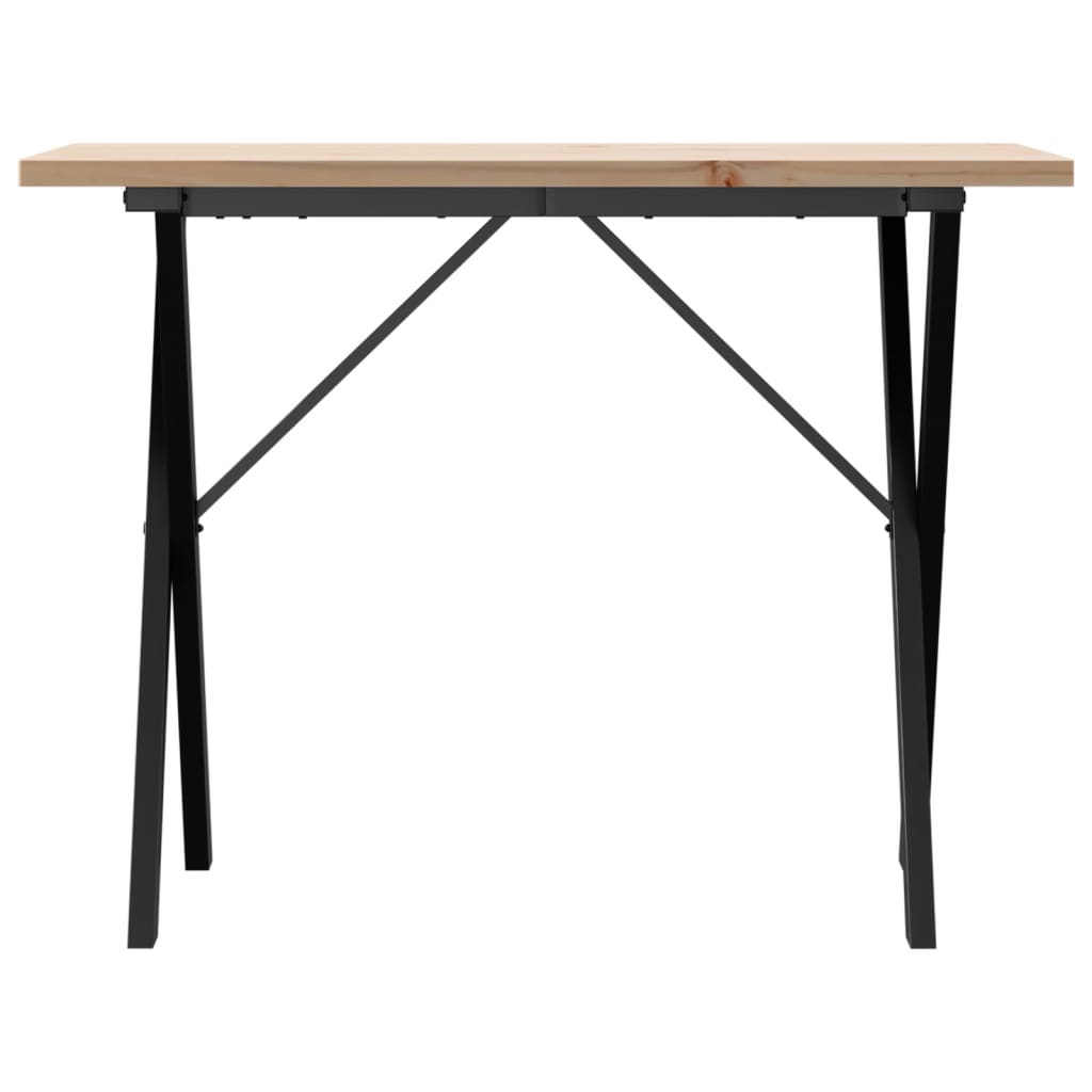 vidaXL Dining Table X-Frame 100x50x75.5 cm Solid Wood Pine and Steel