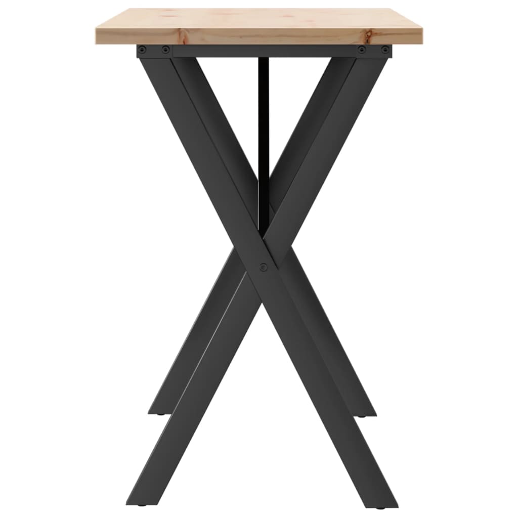 vidaXL Dining Table X-Frame 100x50x75.5 cm Solid Wood Pine and Steel