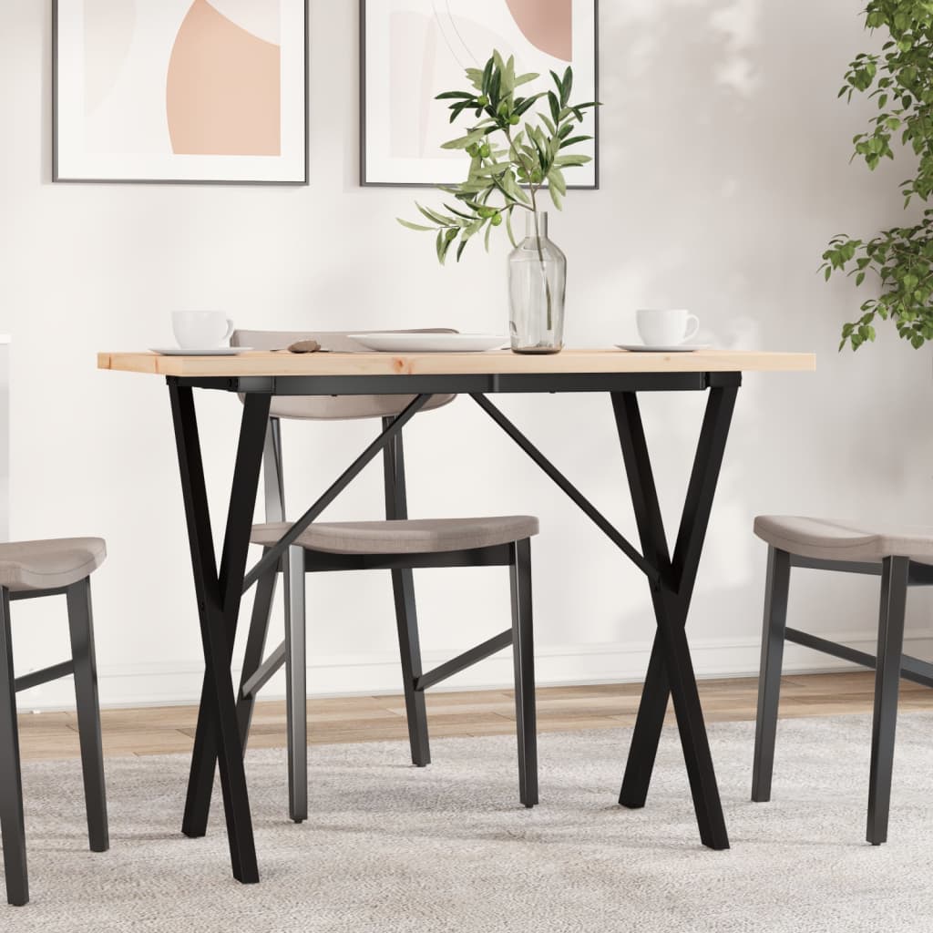 vidaXL Dining Table X-Frame 100x50x75.5 cm Solid Wood Pine and Steel