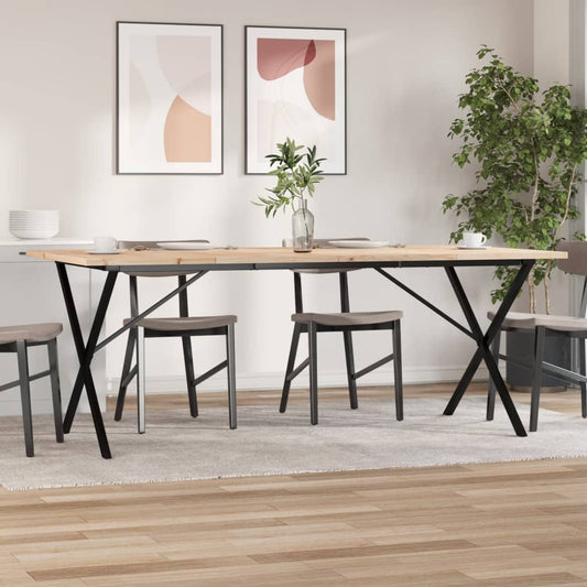 vidaXL Dining Table X-Frame 200x100x75.5 cm Solid Wood Pine and Steel