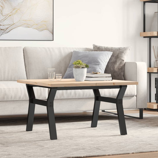 Coffee Table Y-Frame 80x80x45.5 cm Solid Wood Pine and Steel